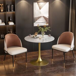 Metro Dining Table Modern Round Kitchen Table With Metal Pedestal Base Mid-century Leisure Table For Home Dining Room Cafe Gold/Glossy White 30.9" H x 29.92" L x 29.92" W Metro Dining Table Modern Round Kitchen Table With Metal Pedestal Base Mid-century Leisure Table For Home Dining Room Cafe Gold/Glossy White 30.9" H x 29.92" L x 29.92" W