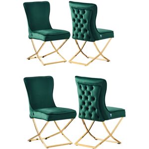 Fairmont Park Yvelines Modern Velvet Dining Chairs - Ergonomic Velvet Upholstered Back with Golden Stainless Steel Frame - Side Chair for Kitchen Living Room Dining Green 95cm H X 51cm W X 70cm D Fairmont Park Yvelines Modern Velvet Dining Chairs - Ergonomic Velvet Upholstered Back with Golden Stainless Steel Frame - Side Chair for Kitchen Living Room Dining Green 95cm H X 51cm W X 70cm D