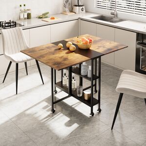 Borough Wharf Folding Dining Table with Lockable Wheels and Storage Shelves Brown/Black Borough Wharf Folding Dining Table with Lockable Wheels and Storage Shelves Brown/Black