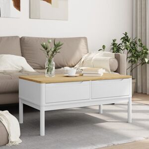 17 Stories Coffee Table FLORO 99X55.5X45 Cm Solid Pine Wood White 45cm H X 99cm W X 55.5cm D 17 Stories Coffee Table FLORO 99X55.5X45 Cm Solid Pine Wood White 45cm H X 99cm W X 55.5cm D