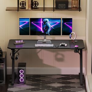 Latitude Run Ergonomic Black Gaming Desk PC Computer Desk Home Office With Headphone Hook Black 75cm H x 140cm W x 60cm D Latitude Run Ergonomic Black Gaming Desk PC Computer Desk Home Office With Headphone Hook Black 75cm H x 140cm W x 60cm D
