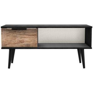 Corrigan Studio Fully Assembled Menifee Side Table with Storage Oak/Black 45.5cm H X 90.5cm W X 39.5cm D Corrigan Studio Fully Assembled Menifee Side Table with Storage Oak/Black 45.5cm H X 90.5cm W X 39.5cm D