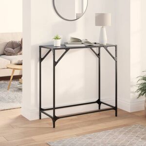 17 Stories Console Table With Transparent Glass Top 80X35x81 Cm Steel Black Glass 81cm H x 80cm W x 35cm D 17 Stories Console Table With Transparent Glass Top 80X35x81 Cm Steel Black Glass 81cm H x 80cm W x 35cm D