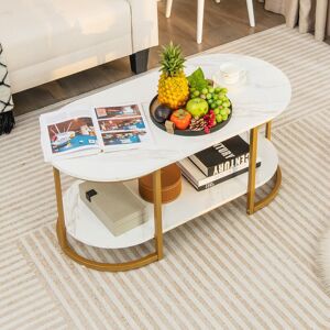 Fairmont Park Modern Faux Marble Coffee Table 2-Tier Rectangular Chic Cocktail Accent Table White 45cm H X 100cm W X 50cm D Fairmont Park Modern Faux Marble Coffee Table 2-Tier Rectangular Chic Cocktail Accent Table White 45cm H X 100cm W X 50cm D