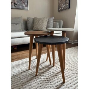 Blue Elephant Wanneroo Accent 3 Piece Nest of Tables Black/Walnut/White 54cm H X 40cm W X 37cm D Blue Elephant Wanneroo Accent 3 Piece Nest of Tables Black/Walnut/White 54cm H X 40cm W X 37cm D