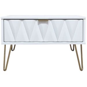 Canora Grey Fully Assembled Diamond - Gold Hairpin (F) 1 Drawer Side Table White Matt 41cm H X 57.5cm W X 39.5cm D Canora Grey Fully Assembled Diamond - Gold Hairpin (F) 1 Drawer Side Table White Matt 41cm H X 57.5cm W X 39.5cm D