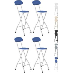 Metro Folding Breakfast Bar Stool padded High Chair Set of 4 Beige Blue/White 228.6cm H X 67.56cm W X 93.98cm D Metro Folding Breakfast Bar Stool padded High Chair Set of 4 Beige Blue/White 228.6cm H X 67.56cm W X 93.98cm D