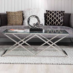 Etta Avenue Adairsville Rectangular Coffee Table for Living Room Furniture, Clear Glass Top Centre Table Silver 45cm H X 120cm W X 60cm D Etta Avenue Adairsville Rectangular Coffee Table for Living Room Furniture, Clear Glass Top Centre Table Silver 45cm H X 120cm W X 60cm D