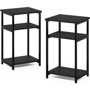 Rio Aarshiya 2 Piece 3-Tier Industrial Metal Frame End Table with Storage Shelves Set Espresso 57.9cm H X 34cm W X 29.7cm D Rio Aarshiya 2 Piece 3-Tier Industrial Metal Frame End Table with Storage Shelves Set Espresso 57.9cm H X 34cm W X 29.7cm D