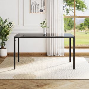 17 Stories Rectangular Tempered Glass Dining Table for Kitchen Dining Room Black 17 Stories Rectangular Tempered Glass Dining Table for Kitchen Dining Room Black