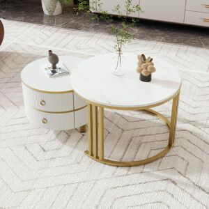 Fairmont Park Agatia Frame Coffee Table with Storage White/Gold/White 45cm H X 70cm W X 70cm D Fairmont Park Agatia Frame Coffee Table with Storage White/Gold/White 45cm H X 70cm W X 70cm D