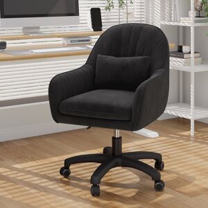 17 Stories Modern Minimalist Swivel Office Chair with Velvet Padding pillow Vanity Swivel Chair Adjustable Height for Home Office, Study, Bedroom Black 127cm W X 132.08cm D 17 Stories Modern Minimalist Swivel Office Chair with Velvet Padding pillow Vanity Swivel Chair Adjustable Height for Home Office, Study, Bedroom Black 127cm W X 132.08cm D