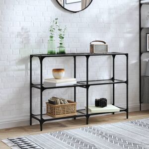 Latitude Run Console Table With Glass Top Steel Transparent 81cm H x 118.5cm W x 30cm D Latitude Run Console Table With Glass Top Steel Transparent 81cm H x 118.5cm W x 30cm D