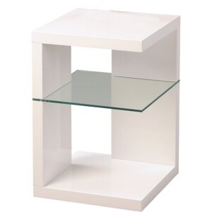 Zipcode Design Alleman Side Table with Storage Glossy White 60cm H X 40cm W X 40cm D Zipcode Design Alleman Side Table with Storage Glossy White 60cm H X 40cm W X 40cm D