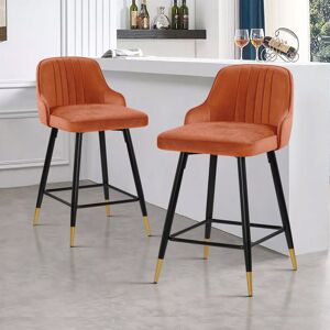 Canora Grey 65Cm Swivel Velvet Upholstered Counter & Bar Stool With Metal Frame Orange 90cm H X 51.5cm W X 51.5cm D Canora Grey 65Cm Swivel Velvet Upholstered Counter & Bar Stool With Metal Frame Orange 90cm H X 51.5cm W X 51.5cm D