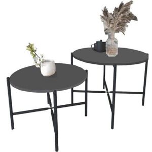 17 Stories 2-Pcs Round Wooden Nesting End Coffee & Side Table Set With Metal Legs Anthracite 50cm H X 65cm W X 65cm D 17 Stories 2-Pcs Round Wooden Nesting End Coffee & Side Table Set With Metal Legs Anthracite 50cm H X 65cm W X 65cm D