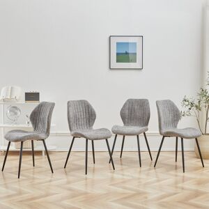 George Oliver Set Of 4 Chairs - Retro Dining Chair - Linen Chair - Metal Legs Grey 218.44cm H X 109.22cm W X 120.65cm D George Oliver Set Of 4 Chairs - Retro Dining Chair - Linen Chair - Metal Legs Grey 218.44cm H X 109.22cm W X 120.65cm D