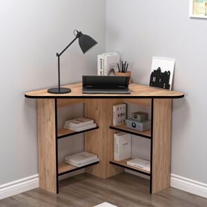 Ebern Designs Corner Computer Desk with Shelves Atlantic Pine/Black 73.8cm H X 105cm W X 80cm D Ebern Designs Corner Computer Desk with Shelves Atlantic Pine/Black 73.8cm H X 105cm W X 80cm D