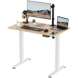 VonHaus Height Adjustable Rectangle Standing Desk Maple/White 100 W x 60 D VonHaus Height Adjustable Rectangle Standing Desk Maple/White 100 W x 60 D