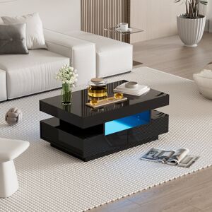 Metro Coffee Table With 4 Drawers And Led Black Black 36cm H X 80cm W X 50cm D Metro Coffee Table With 4 Drawers And Led Black Black 36cm H X 80cm W X 50cm D