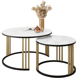 Fairmont Park Downey 2 Piece Coffee Table Black/Gold/White Glass 70cm W X 70cm D Fairmont Park Downey 2 Piece Coffee Table Black/Gold/White Glass 70cm W X 70cm D