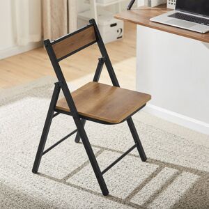 Borough Wharf Gordie Iron Folding Chair Black;Brown 80cm H X 48cm D X 46cm W Borough Wharf Gordie Iron Folding Chair Black;Brown 80cm H X 48cm D X 46cm W
