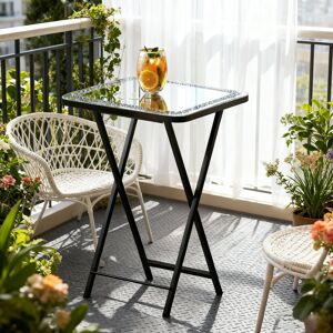 Rio Borjanka Small Table Glass Top Side Table Folding Table Silver 66cm H X 48cm W X 37cm D Rio Borjanka Small Table Glass Top Side Table Folding Table Silver 66cm H X 48cm W X 37cm D