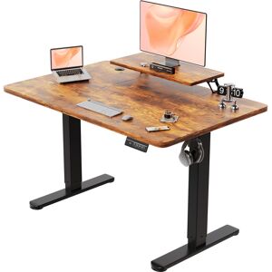 Inbox Zero T-Shape Electric Standing Desk With Monitor Stand Memory Smart Pannel Home Office Desk Black/Rustic Brown 140 W x 60 D Inbox Zero T-Shape Electric Standing Desk With Monitor Stand Memory Smart Pannel Home Office Desk Black/Rustic Brown 140 W x 60 D