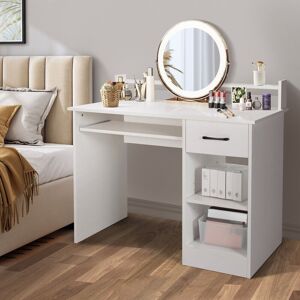 17 Stories Wooden Computer Desk W/ Keyboard Tray Writing Workstation Vanity Dressing Table White 17 Stories Wooden Computer Desk W/ Keyboard Tray Writing Workstation Vanity Dressing Table White