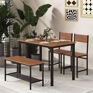 Borough Wharf 4-Piece Dining Table & Chair Set Industrial Gathering Table Kitchen Set Teak Brown 4 Borough Wharf 4-Piece Dining Table & Chair Set Industrial Gathering Table Kitchen Set Teak Brown 4