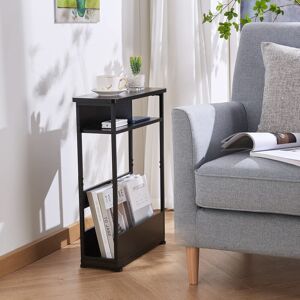 Rafaelo Mobilia Industrial Rustic 3 Tier Side Table With Magazine Rack Black 44.5cm H X 18cm W X 40cm D Rafaelo Mobilia Industrial Rustic 3 Tier Side Table With Magazine Rack Black 44.5cm H X 18cm W X 40cm D