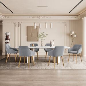 Canora Grey 49.5cm H Upholstered Dining Chairs With Wooden Legs Light Grey Velvet 84cm H X 57.5cm W X 53cm D Canora Grey 49.5cm H Upholstered Dining Chairs With Wooden Legs Light Grey Velvet 84cm H X 57.5cm W X 53cm D