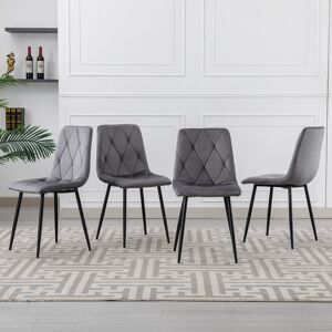 George Oliver Set Of 4 Velvet Dining Chair With Metal Legs, Upholstered Side Chair With X-shage Black Leg Grey 87.8cm H X 35.8cm W George Oliver Set Of 4 Velvet Dining Chair With Metal Legs, Upholstered Side Chair With X-shage Black Leg Grey 87.8cm H X 35.8cm W
