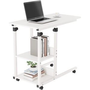 Rio Aarah Mobile Rolling Laptop Side Table with Storage White/White 89cm H X 80cm W X 40cm D Rio Aarah Mobile Rolling Laptop Side Table with Storage White/White 89cm H X 80cm W X 40cm D