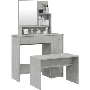 17 Stories Libaan Dressing Table Set with Mirror Concrete Grey 136cm H X 86.5cm W X 35cm D 17 Stories Libaan Dressing Table Set with Mirror Concrete Grey 136cm H X 86.5cm W X 35cm D