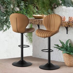 George Oliver Bar Stools Set of 2 Modern Swivel Bar Chairs, Barstools Counter Height with High Backrest Easy 3-5 Minute Assembly for Bar, Kitchen, Dining Room Brown 49cm W X 40cm D George Oliver Bar Stools Set of 2 Modern Swivel Bar Chairs, Barstools Counter Height with High Backrest Easy 3-5 Minute Assembly for Bar, Kitchen, Dining Room Brown 49cm W X 40cm D