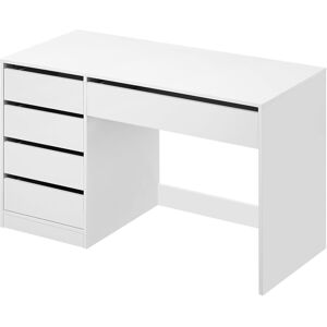 17 Stories Dressing table with 5 drawers without mirror, computer desk with storage space, white office table, 120 x 55cm 75.4cm H X 120cm W X 55cm D 17 Stories Dressing table with 5 drawers without mirror, computer desk with storage space, white office table, 120 x 55cm 75.4cm H X 120cm W X 55cm D