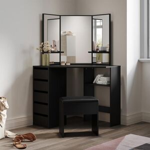 17 Stories Sandell Dressing Table with Mirror Black 359.41cm H X 281.94cm W X 76.2cm D 17 Stories Sandell Dressing Table with Mirror Black 359.41cm H X 281.94cm W X 76.2cm D