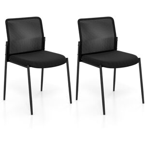 George Oliver Set Of 2 Reception Chairs Stackable Office Armless Chairs Mesh Guest Chairs W/ Padded Seat 2 George Oliver Set Of 2 Reception Chairs Stackable Office Armless Chairs Mesh Guest Chairs W/ Padded Seat 2