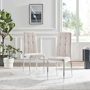 17 Stories Pallo Button Tufting Luxury Fabric Dining Chairs - Modern Contemporary Design Cream/Silver 96.5cm H X 40cm W X 50cm D 17 Stories Pallo Button Tufting Luxury Fabric Dining Chairs - Modern Contemporary Design Cream/Silver 96.5cm H X 40cm W X 50cm D