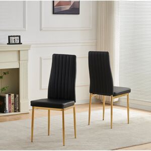 Fairmont Park Glitz Faux Leather Dining Chairs with Gold Legs Black 98cm H X 43cm W X 45cm D Fairmont Park Glitz Faux Leather Dining Chairs with Gold Legs Black 98cm H X 43cm W X 45cm D