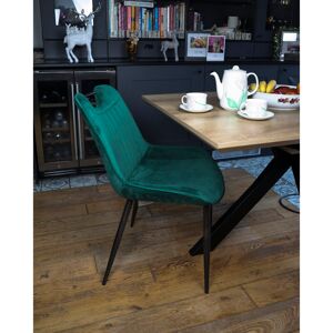 Corrigan Studio Modern Velvet Upholstered Dining Chair, Steel Legs, Green or Grey Set of 2 Green 82.5cm H X 54cm W X 48cm D Corrigan Studio Modern Velvet Upholstered Dining Chair, Steel Legs, Green or Grey Set of 2 Green 82.5cm H X 54cm W X 48cm D