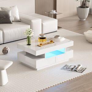 Metro Coffee Table With 4 Drawers And Led Black White 36cm H X 80cm W X 50cm D Metro Coffee Table With 4 Drawers And Led Black White 36cm H X 80cm W X 50cm D