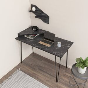 Metro Alduina 120Cm W Rectangular Desk with Wallshelf Black 75cm H X 120cm W X 60cm D Metro Alduina 120Cm W Rectangular Desk with Wallshelf Black 75cm H X 120cm W X 60cm D