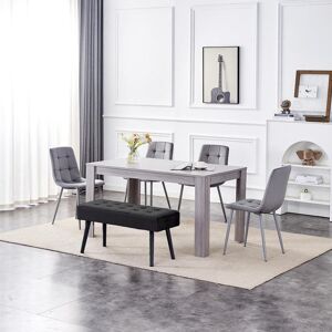 Fairmont Park Dining Table and 4 Velvet Chairs With 1 Bench Dining Set Furniture Grey/Grey 75cm H x 140cm L x 80cm W Fairmont Park Dining Table and 4 Velvet Chairs With 1 Bench Dining Set Furniture Grey/Grey 75cm H x 140cm L x 80cm W