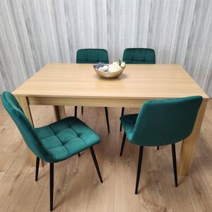 17 Stories Dining Set of 4 Oak Effect Dining Table and 4 Velvet Chairs Dining Room Furniture Green 4 17 Stories Dining Set of 4 Oak Effect Dining Table and 4 Velvet Chairs Dining Room Furniture Green 4