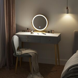 Fairmont Park Etchemin Dressing Table with Mirror Grey/Gold 122cm H X 100cm W X 40cm D Fairmont Park Etchemin Dressing Table with Mirror Grey/Gold 122cm H X 100cm W X 40cm D