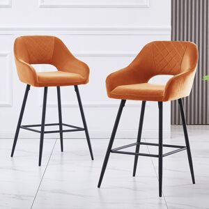Canora Grey Sunni 67cm Velvet Upholstered Arm Bar Stool Orange 97cm H X 50cm W X 48cm D Canora Grey Sunni 67cm Velvet Upholstered Arm Bar Stool Orange 97cm H X 50cm W X 48cm D
