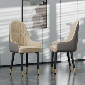 Ivy Bronx Set Of 2 Leather Dining Chairs Upholstered High Back Soft Padded Seat Side Chairs For Kitchen Dining Living Room Creamy White/Grey 90cm H X 52cm W X 58cm D Ivy Bronx Set Of 2 Leather Dining Chairs Upholstered High Back Soft Padded Seat Side Chairs For Kitchen Dining Living Room Creamy White/Grey 90cm H X 52cm W X 58cm D