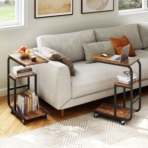 Borough Wharf C-Shaped End Table Set Of 2 Space-Saving Couch Table W/Shelves-Brown Brown 70cm H X 53cm W X 30cm D Borough Wharf C-Shaped End Table Set Of 2 Space-Saving Couch Table W/Shelves-Brown Brown 70cm H X 53cm W X 30cm D